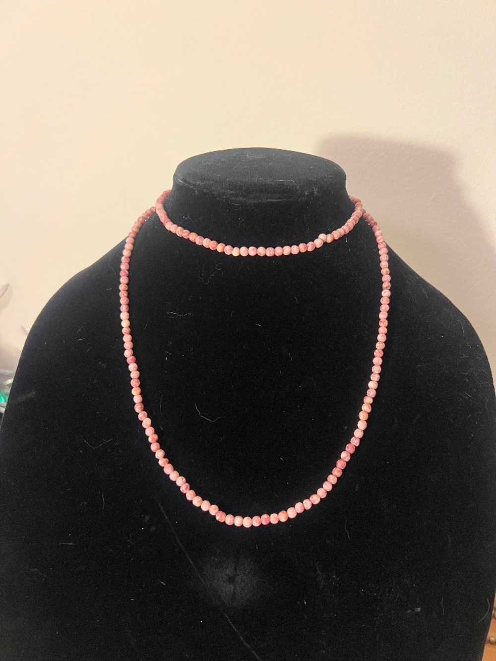 Small bead pink single strand necklace